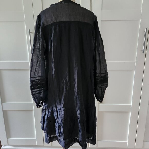 Sundance Size XL Cotton Silk Black Semi Sheer Layered Whimsigoth Tunic Blouse - Picture 9 of 10